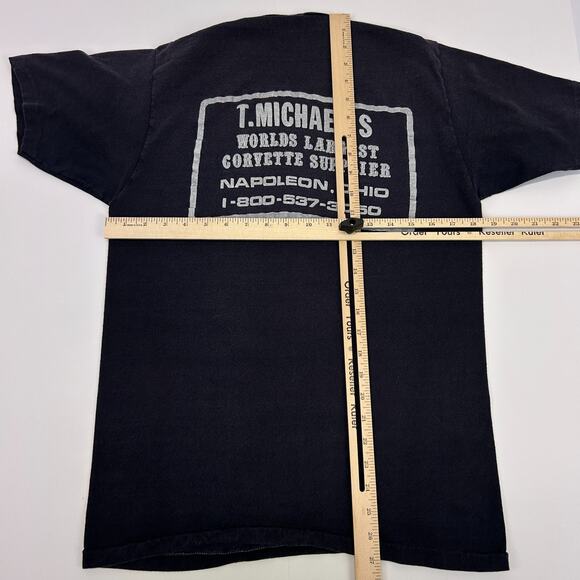 Vintage Chevy Corvette T Shirt Mens S Small Black 70s Roach Chevrolet C1 Tee - Picture 7 of 7